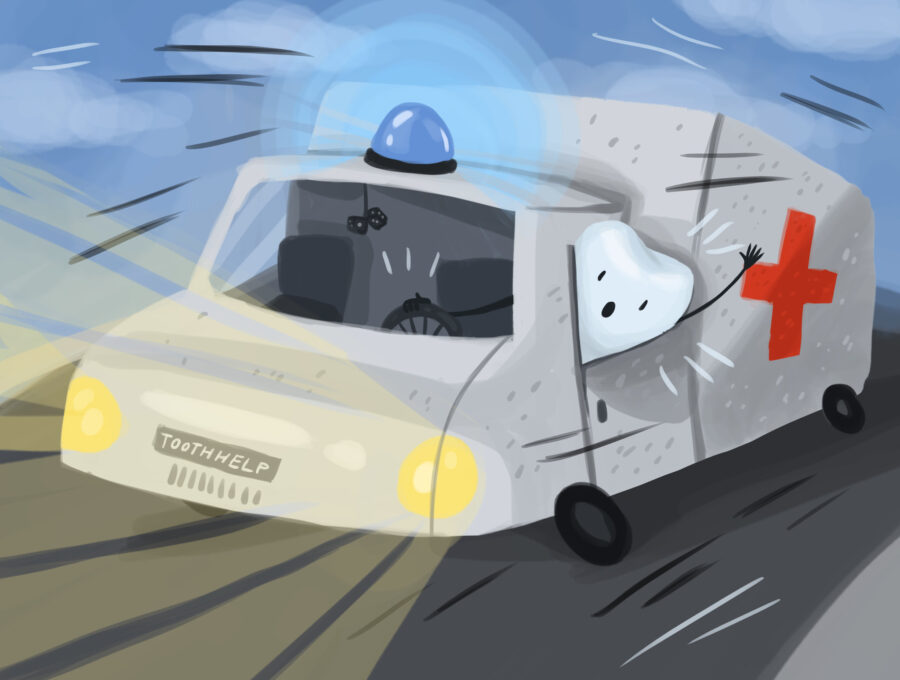 dental emergency, ambulance with a tooth